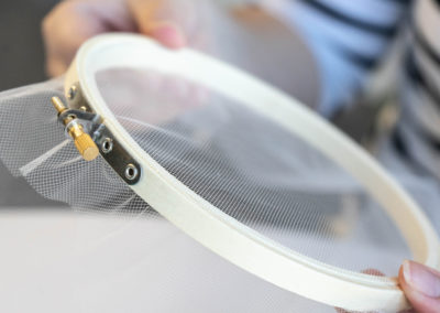 placing tulle in embroidery hoop