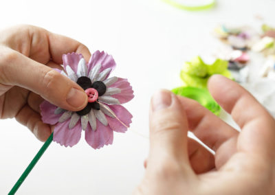 attaching buttons to flower